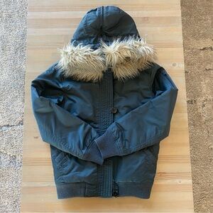 Spiewak Hooded Bomber Jacket Coat Faux Fur Medium